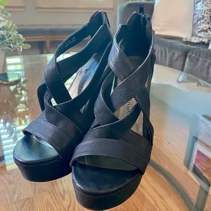 Chinese Laundry black wedge sandal.  Size 7.5
